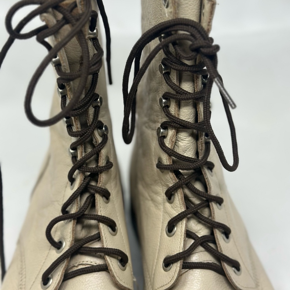 Justin Cream Lace-Up Women's Boots Size 9 - Picture 3 of 11